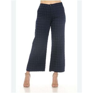 Johnny Was JWLA Biya Hiro Houndstooth pants Sz M Black Boho embroidered